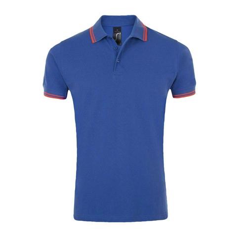 POLO PERSONNALISABLE HOMME EN COTON PEIGNÉ ROYAL/COR FLUO