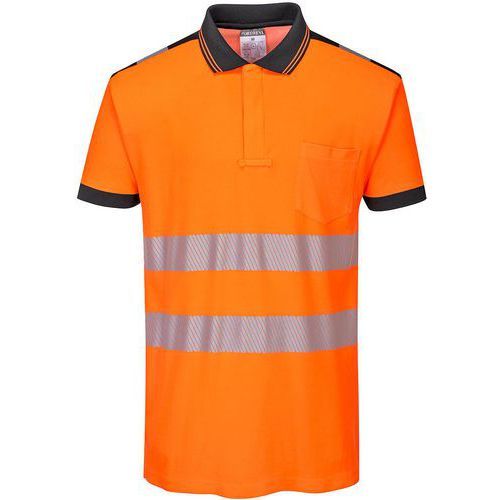 POLO HAUTE VISIBILITÉ PW3 MANCHE COURTE T180 NOIR/ORANGE XXL - PORTWEST