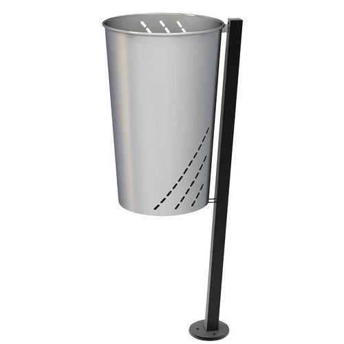 POUBELLE D'EXTÉRIEUR MINIMUS 60 L ACIER ALU 9006 / NOIR - BENITO