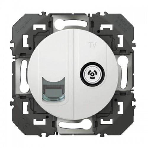 PRISE DE COURANT FAIBLE - TV ET RJ45 CAT6 STP - BLANC - DOOXIE LEGRAND
