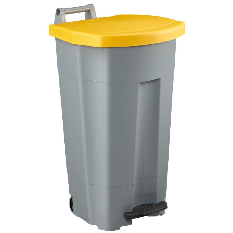 ROSSIGNOL Poubelle mobile a pedale - 90 L - boogy - gris / jaune_0