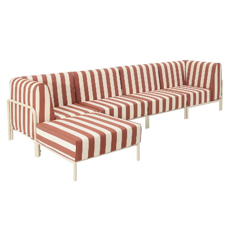 Salon de jardin bas modulable rayé 5 places terracotta - rouge aluminium 115918_0