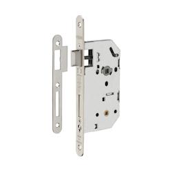 Serrure encastrable Unimax CE NF QC à condamnation pour salle de bain et toilette, axe 50mm, bouts ronds, nickelé - THIRARD - gris 3150260152210_0