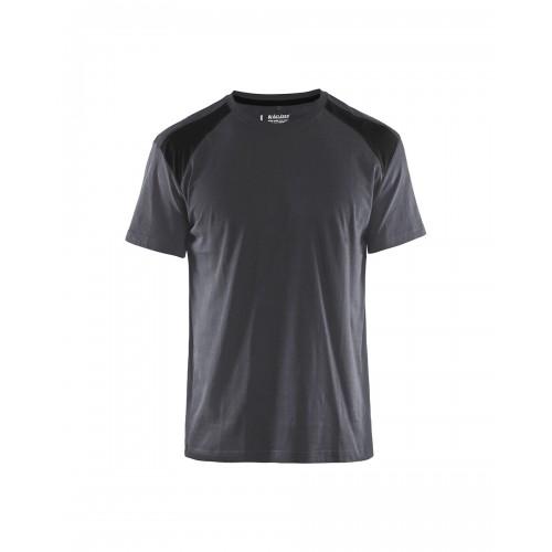 T-SHIRT DE TRAVAIL BICOLORE 100% COTON 3379 - GRIS ET NOIR - M BLAKLADER