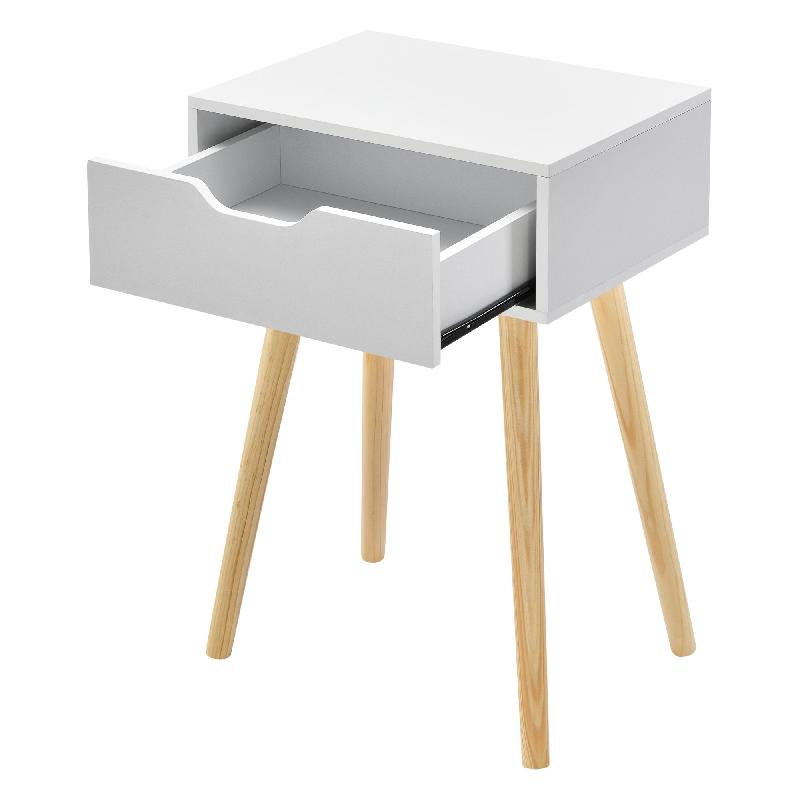 Table basse pour salon - meuble design avec tiroir en PVC - 60 cm - blanc - réf. 03_0006161_0