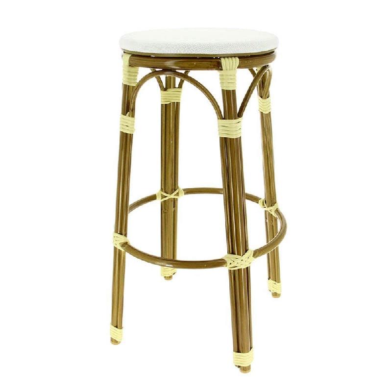 Tabouret de bar empilable d'extérieur en aluminium et textylène Biarritz écru_0