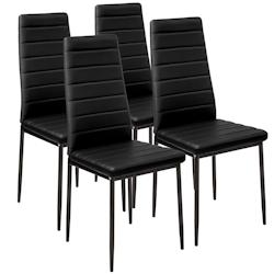 Tectake Ensemble 4 chaises de salle à manger aspect cuir ergonomique noir - 401843 - noir matière synthétique 401843_0