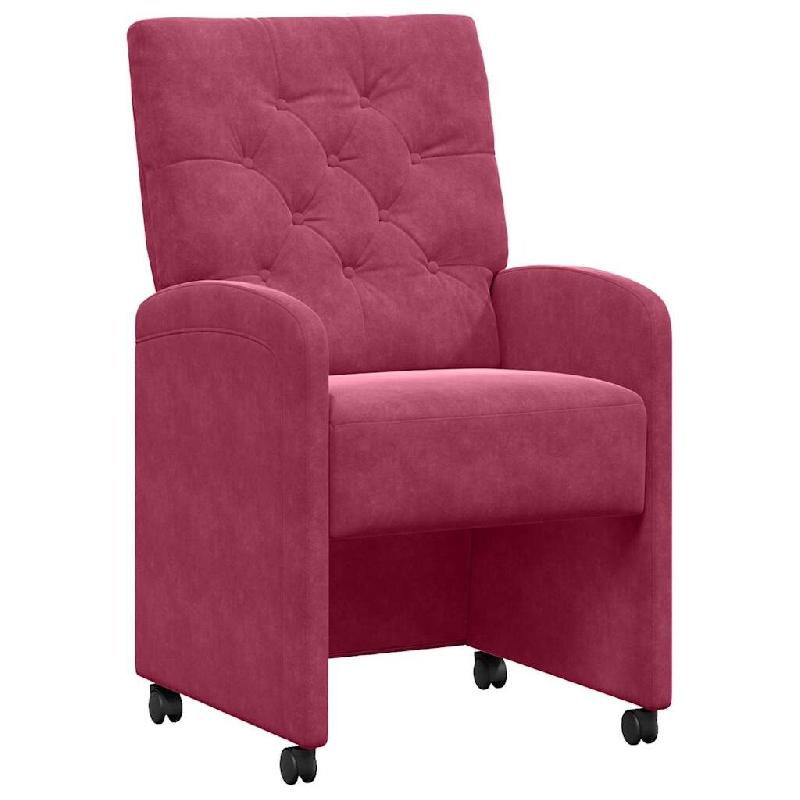 VidaXL Chaises de Salle à Manger avec Roues 2 pcs Bordeaux Velours Modèle Quartz Moderne - 42017870_0