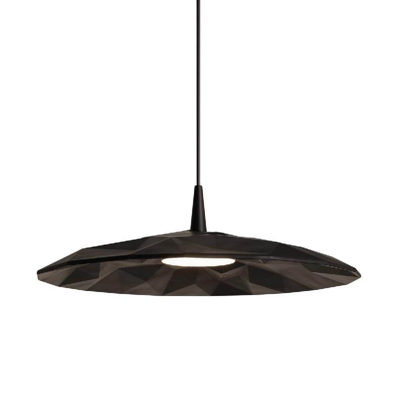 Zafferano Angled Suspension Led, Design Moderne Avec Diffuseur En Céramique Artisanale, Finition Noire, 8W, 3000K, Diamètre 40Cm, Modèle Baby - noi_0
