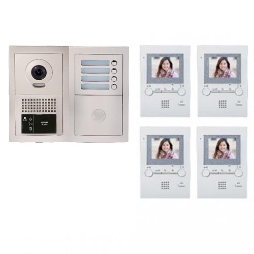 AIPHONE PACK VISIOPHONE ENCASTRÉ AVEC 4 COMBINÉS - GTBV4E - AIPHONE