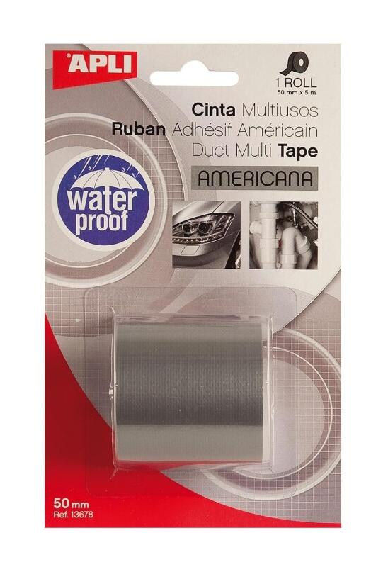 Apli Ruban adhésif américain multi-usage, 50mm x 5m, toilé gris - 8410782136781_0