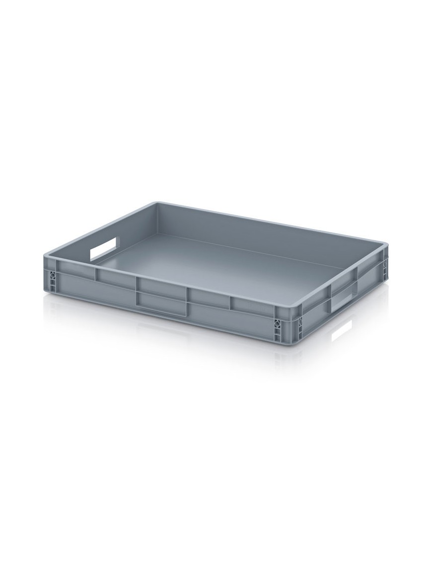Bac gerbable norme Europe 800 x 600 mm - Alimentaire - Polypropylène - Fond plein nervuré - Parois pleines_0