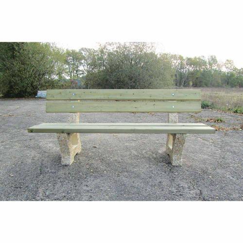 BANC BUSSERAIS LONGUEUR 180 CM BOIS/BÉTON EN RÉSINEUX NATUREL