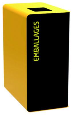 Borne de tri sélectif 65l sans serrureure - cubatri - gris manganese / jaune colza - emballages - ouverture 170x170mm_0