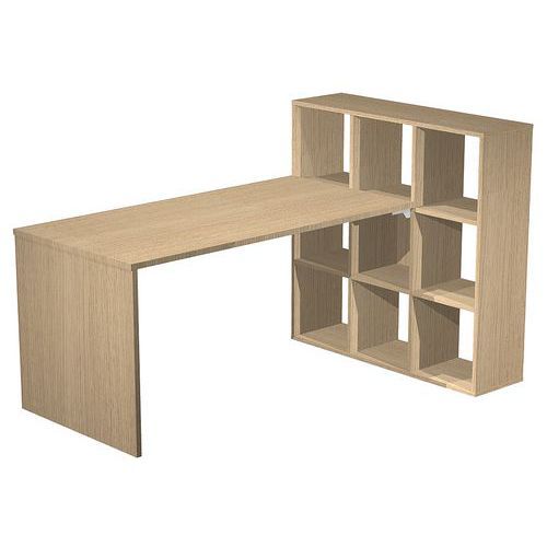 BUREAU 140X69 CM PIED MAXICUBE 9 CASES CHÊNE - ARTARREDI