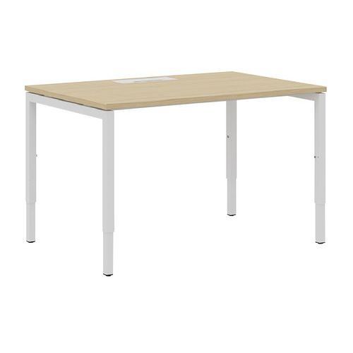 BUREAU DROIT 120 CM PIEDS U AJUSTABLES CHÊNE/BLANC MANUTAN