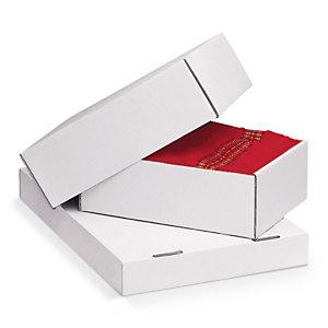 CAISSE CARTON TÉLESCOPIQUE BLANCHE SIMPLE CANNELURE 30,5X21,5X5/9 CM
