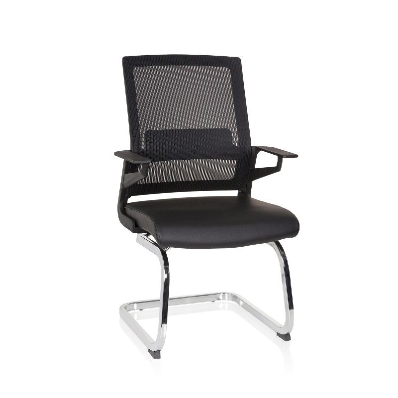 Chaise de conférence / chaise cantilever / chaise INVENTOR V PRO simili cuir noir hjh OFFICE - noir plastique 732105_0