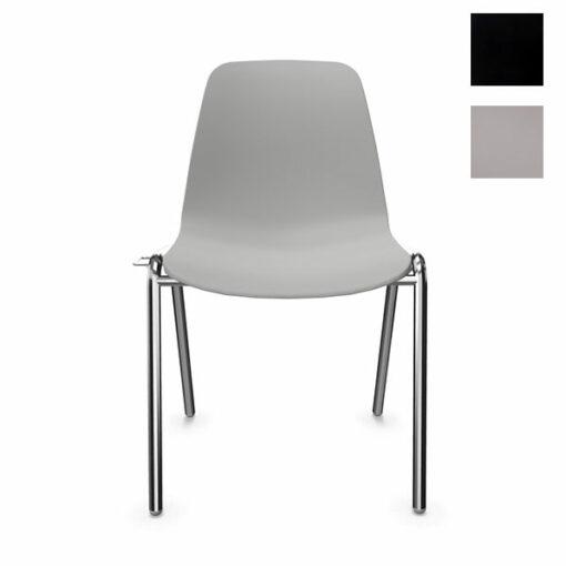 Chaise empilable Elena neuf - Non feu - Noir/Gris - Coque en polypropylène M2 - Piétement chromé en acier laminé à froid_0