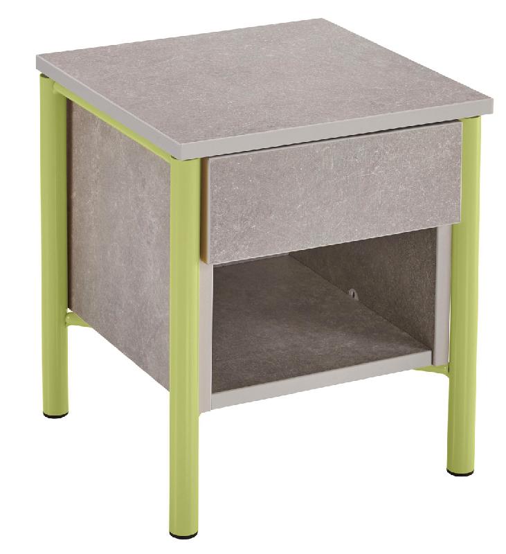 CHEVET 1 TIROIR ALBA COLORIS BÉTON/ANIS - MANUTAN COLLECTIVITÉS