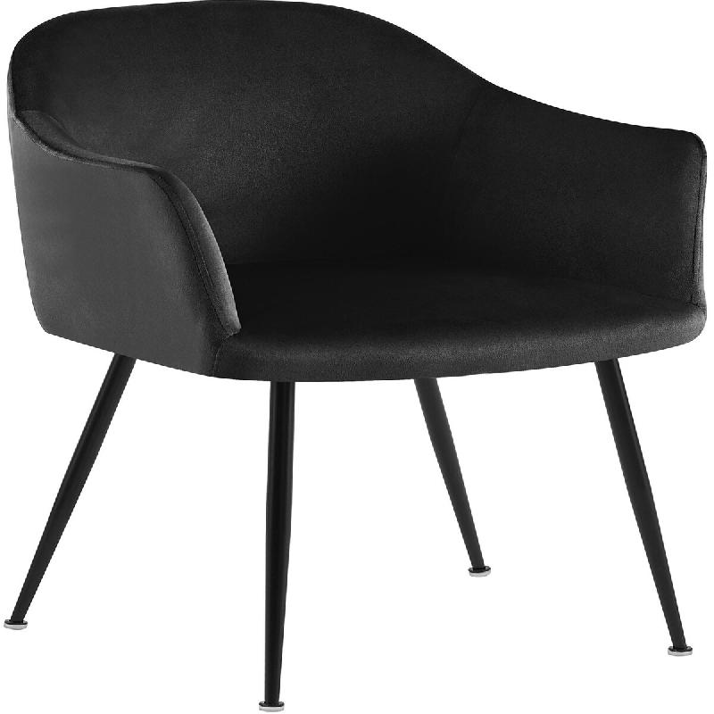 Décoshop26 - Chaise de salle à manger en velours noir avec dossier arrondi et pieds métal noir moderne et intemporel 10_0007372 - noir métal 30002_0