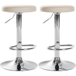 Décoshop26 - Lot de 2 tabourets de bar design simple avec assise en synthétique crème et cadre métal chromé TDB10691 - 3002475432697_0