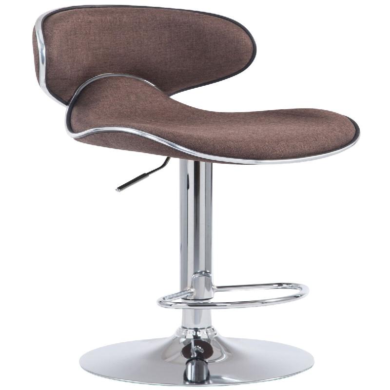 Décoshop26 - Tabouret de bar x1 pivotant design moderne en tissu marron support en métal chromé 10_0005077 - marron métal 3000252447667_0