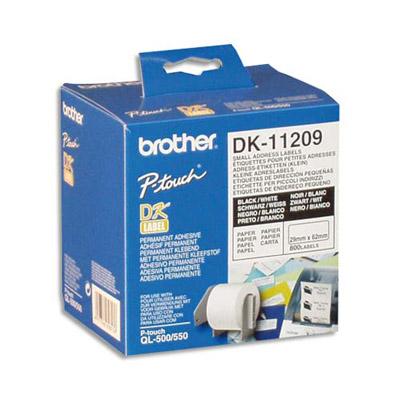 ETIQUETTES MULTI-USAGES - BROTHER DK11209 - NOIR ET BLANC - 29 X 62 MM