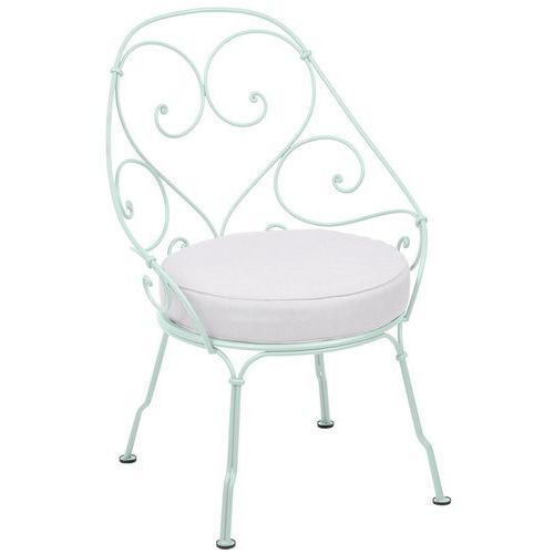 FAUTEUIL CABRIOLET 1900 MENTHE GLACIALE COUSSIN BLANC GRISÉ - FERMOB