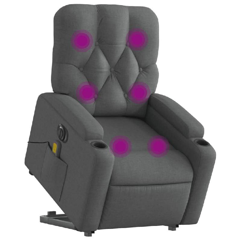 Fauteuil inclinable de massage électrique Gris foncé Tissu Modèle Kéops - 8721012172357_0