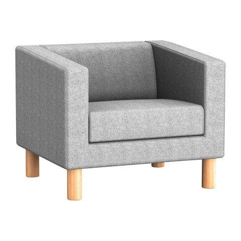 FAUTEUIL ODEL - TISSU GRIS CHINÉ, PIEDS BOIS