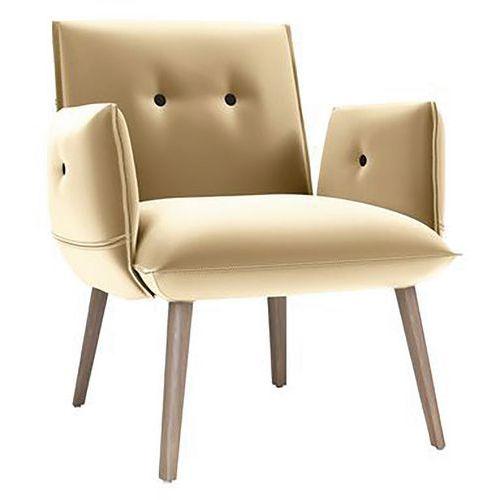FAUTEUIL SODA BOUTONS MARRON ENDUIT PVC GINKO DUNE