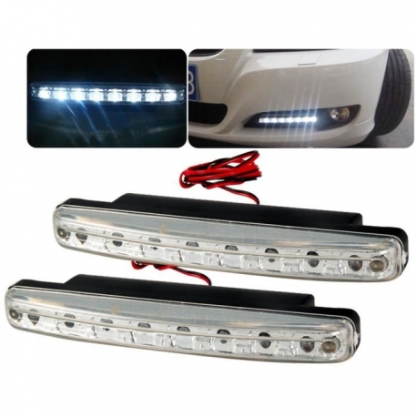 Feux de jour LED universels - Homologués pour voiture, camion, quad - DRL-8 / 2 - 8 LED - Étanche IP68 - Blanc 6000K_0