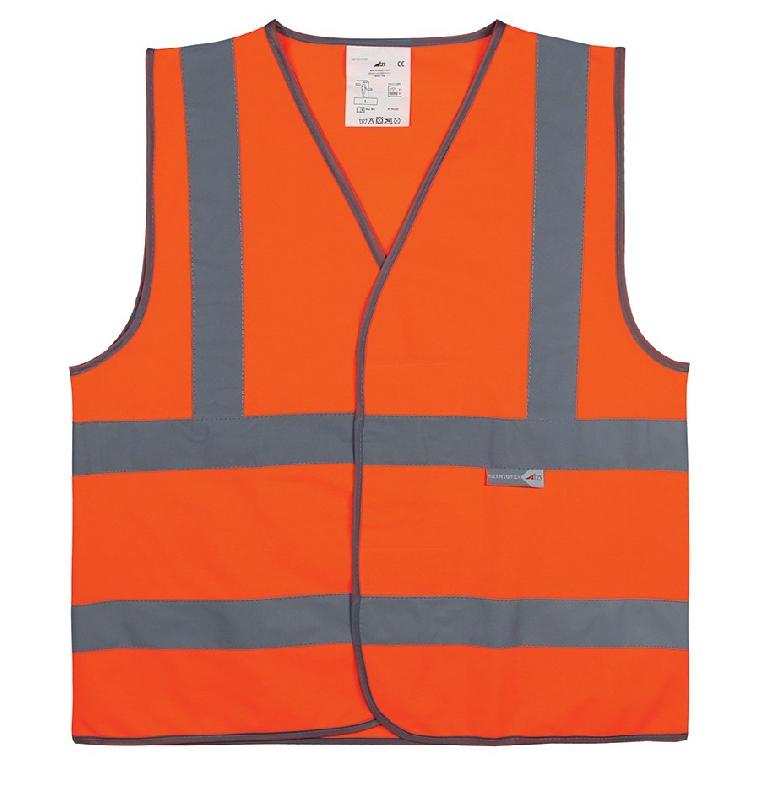 GILET DE SÉCURITÉ - ORANGE À 4 BANDES RÉTRORÉFLÉCHISSANTES  - XL - LOT DE 5