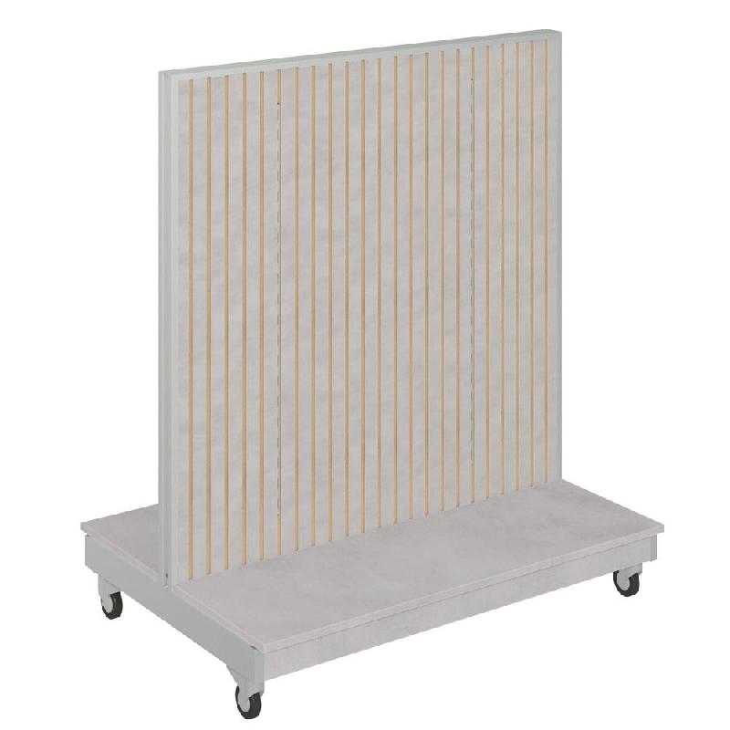 Gondole double face métal blanc Vertigo T03 MDF naturel et béton 120x86x142cm_0