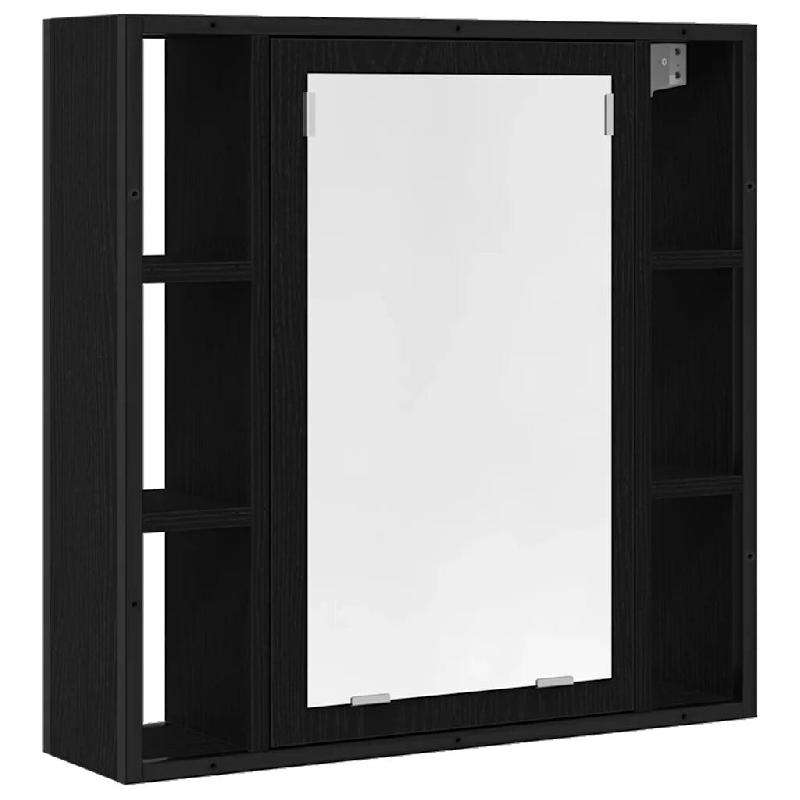 Helloshop26 - Armoire à miroir de salle de bain murale fonctionnelle 60 x 16 x 60 cm en bois d'ingénierie chêne noir 02_0051848 - noir verre 300023_0