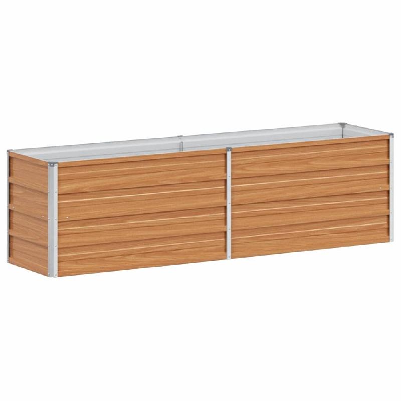 Helloshop26 - Jardinière surélevée métallique industrielle style chic jardin terrasse 160 x 40 x 45 cm en acier galvanisé marron 02_0059014 - mar_0