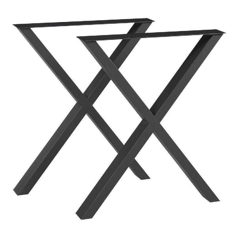 Helloshop26 - Lot de 2 pieds de table meuble moderne design original DIY Greith acier 72 x 59 cm noir 03_0009665 - noir acier 3000224808137_0