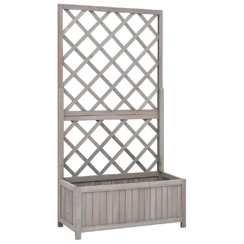 Jardinière à treillis de jardin - 70 x 30 x 135 cm - Bois de sapin gris - 02_0000876_0