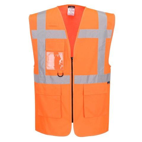 LOT DE 4 - PORTWEST ES476 ES1 ESSENTIAL GILET EXÉCUTIF HAUTE VISIBILITÉ ORANGE - TAILLE XXXL