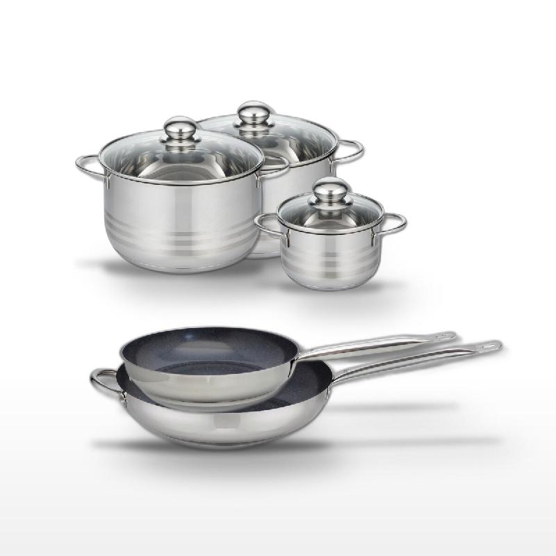 Lot Poêles 28/32 cm et Faitouts 14/20/24 cm Elo Profi Therm Platinum - gris inox 3176239970548_0