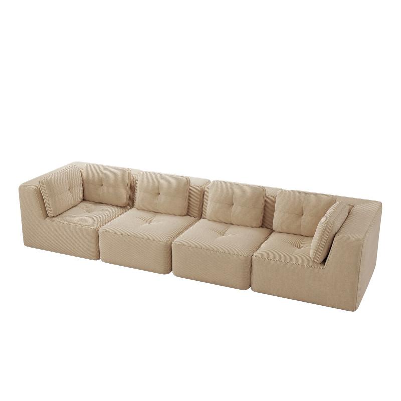 Merax Canapé modulable 4 places, Cloud Sofa Cord sans cadre, canapé lounge près du sol, avec accoudoirs larges, beige - beige multi-matériau W3325_0