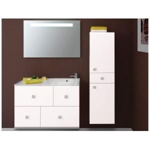 MEUBLE 100 CM VASQUE À DROITE + MIROIR DÉCOR PVC  RITMO FRESH SANIJURA