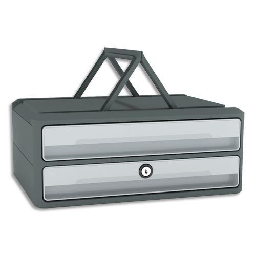 MODULE CEP MOOVUP SECURE 2 TIROIRS - CAISSON GRIS FONCE ET TIROIRS GRIS CLAIR