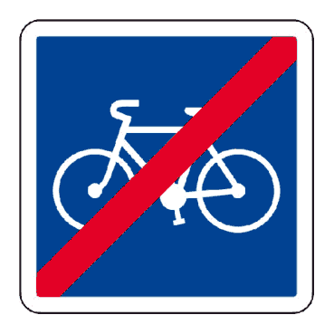Panneau C114 - Indication Fin d'une piste ou d'une bande cyclable (Aluminium bords rebordÃ©s, 700 mm, Classe 1)_0