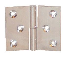 PAUMELLE LAITON POLI 60X40MM DROITE NŒUD DE 6MM AXE ACIER - PO6140S10