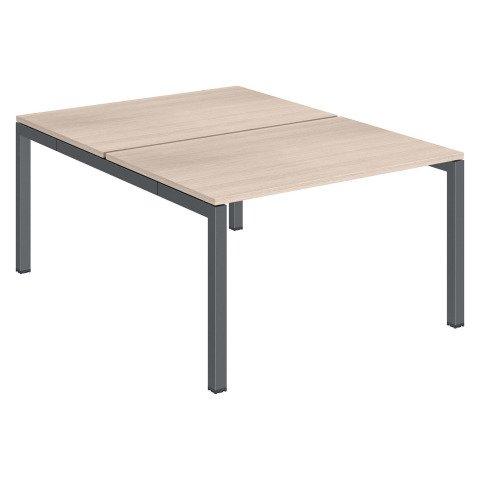 PÔLE 2 BUREAUX DROITS ARKO L 120 X P 168 CM PLATEAUX CHÊNE CLAIR PIÈTEMENT MÉTAL ANTHRACITE