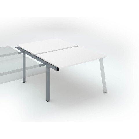 PÔLE DE 2 BUREAUX ECLA BLANC L 120 X P 80 CM PIÈTEMENT MÉTAL ALUMINIUM- ÉLÉMENT SUIVANT