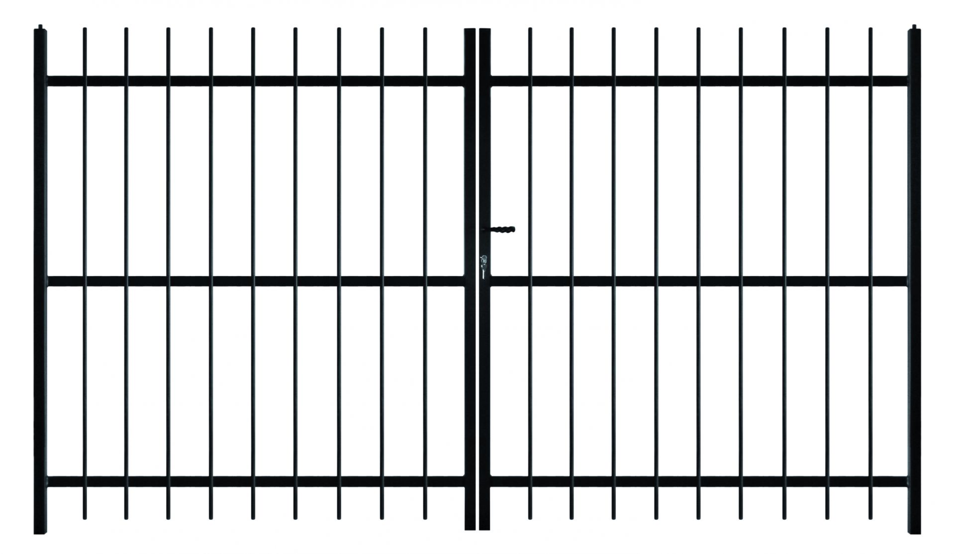 Portail coulissant éco b - Montant 35x35x2 - Traverse 35x20 - Barreaudage fer plat appointé 30x8_0