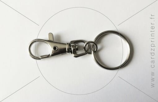 Porte badge mousqueton avec anneau métallique - Dimensions 60 × 27 × 4 mm_0